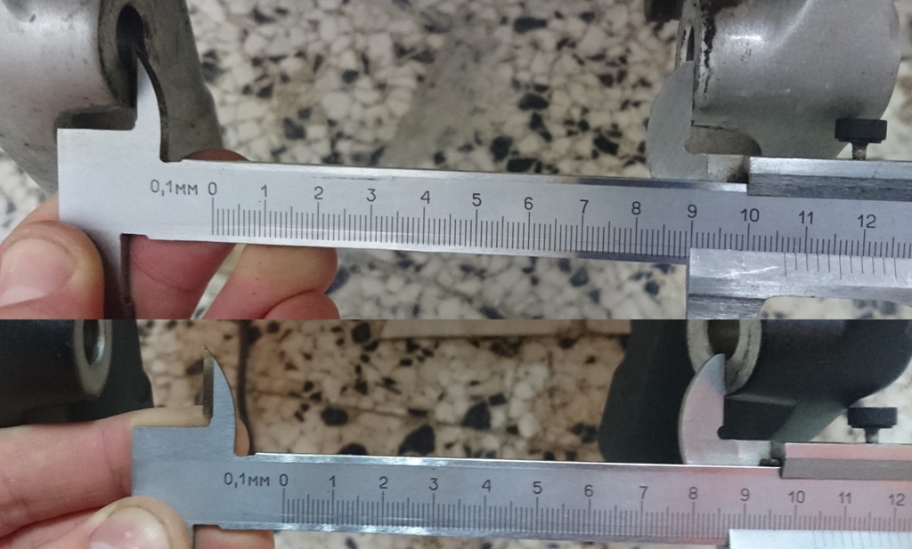I was incorrent stating 6 mm difference inmy other post seems quite more. 122-108=14 mm<br />Edit: My calipers didnt open far enough and i have them set in the second photo even less than 108mm but i think it still gets across. Sorry about that<br />Max caliper opening is 120 mm i think