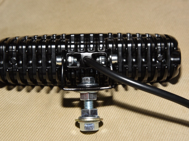 M8x40 bolts with three nuts each to help aim lights up and down.