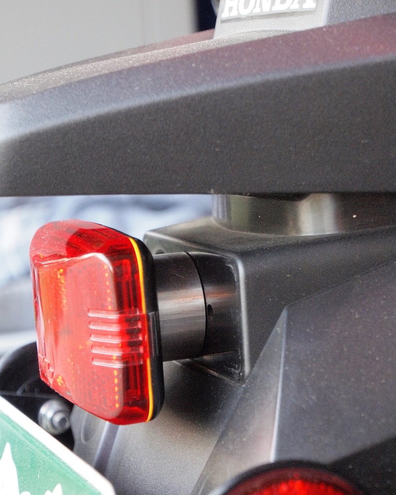 LED installed with standoff in original rear reflector location