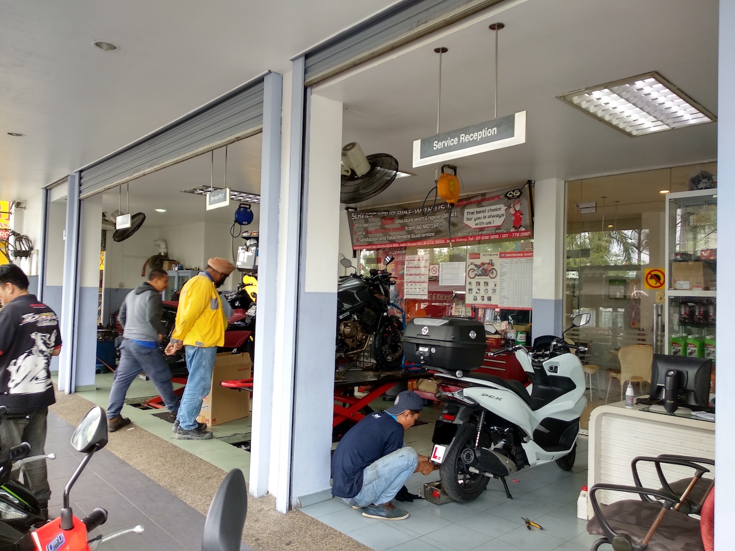 My PCX going through her first service