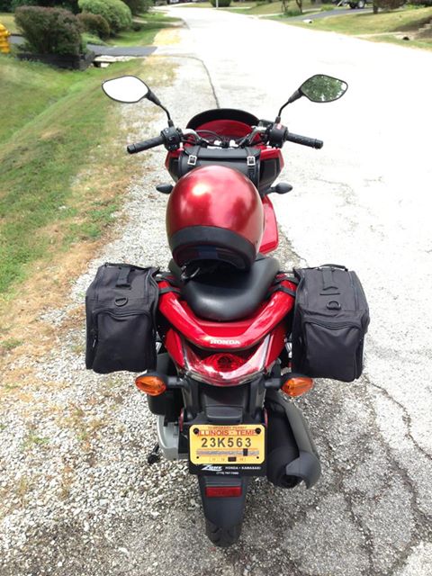Saddle bags from Cycle Gear in Tinley Park for $49.99. These are pretty good, even though there were some bad reviews but they are pretty durable, they easily hold a six pack and other stuff. Love it.