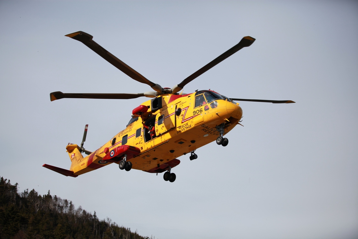 Canadian Coast Guard rescue chopper dropping off a patient at the HSC in St. John's.