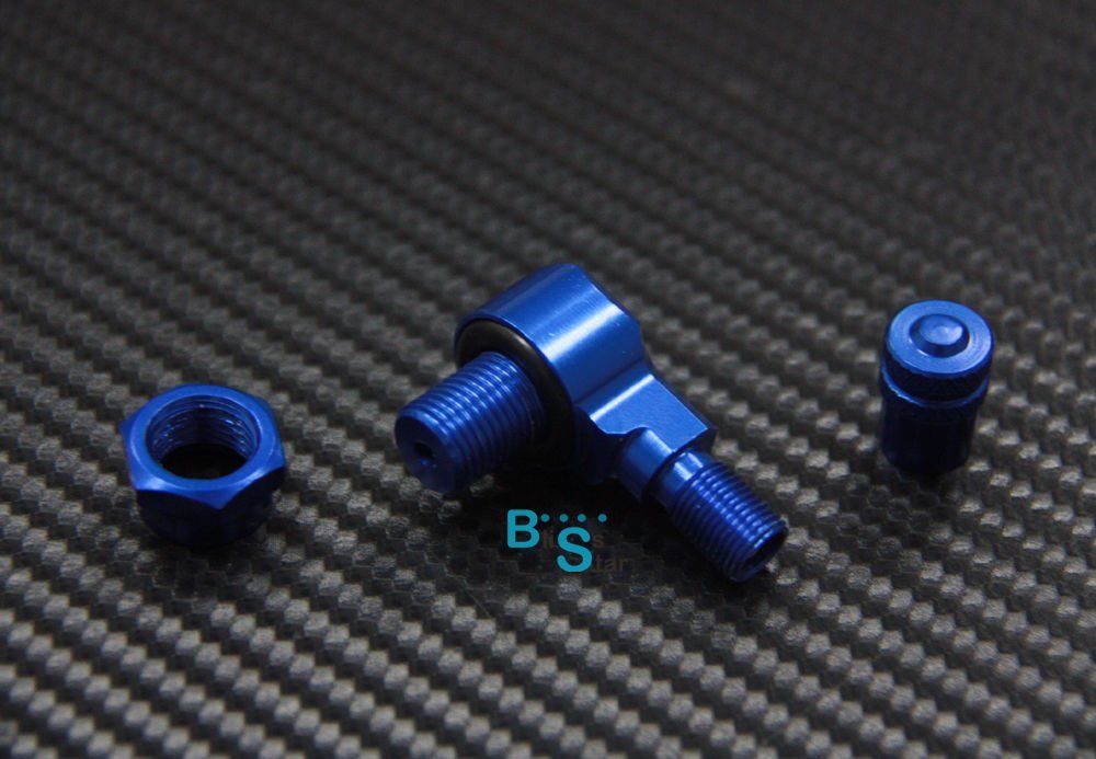 Blue Racing Motorcycle CNC Aluminum Wheels Valve Stems Caps 90 Degrees